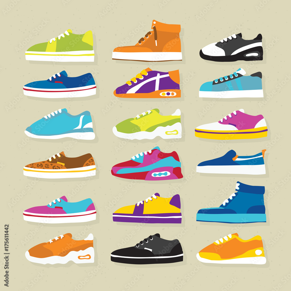 Sneaker sport shoes vector illustration set Sneaker sport shoes vector illustration set