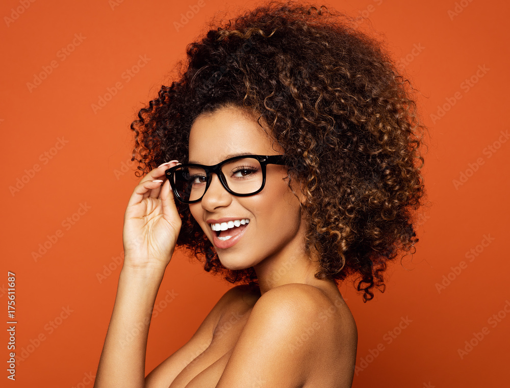 Portrtait of smiling black woman wear glasses Portrtait of smiling black woman wear glasses