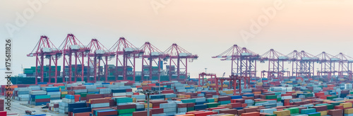 Photography port of shanghai yangshan at dusk