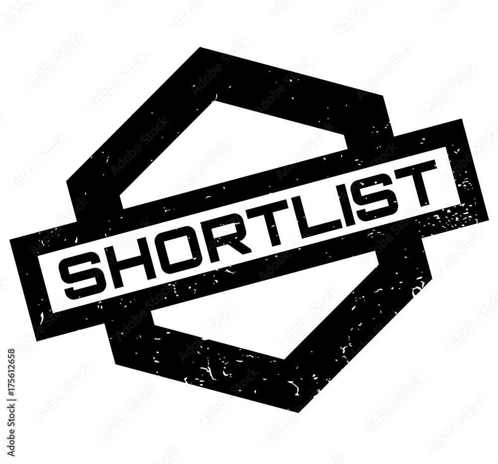 Obraz premium Shortlist rubber stamp. Grunge design with dust scratches. Effects can be easily removed for a clean, crisp look. Color is easily changed.