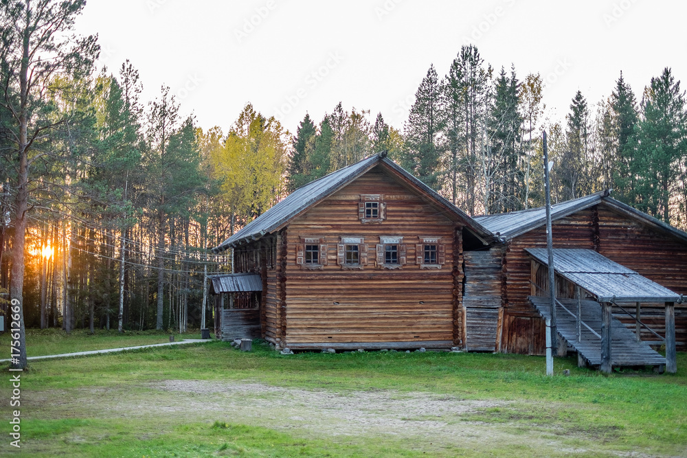 Fototapeta premium old rustic russian house from logs