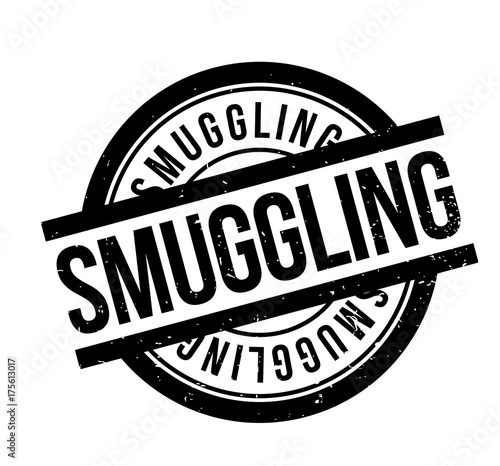 Smuggling rubber stamp. Grunge design with dust scratches. Effects can be easily removed for a clean, crisp look. Color is easily changed.