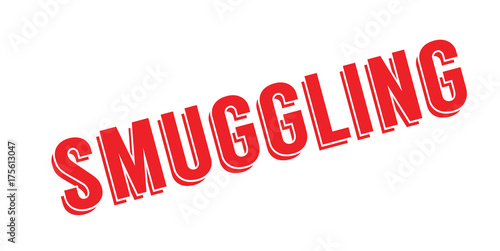 Smuggling rubber stamp. Grunge design with dust scratches. Effects can be easily removed for a clean, crisp look. Color is easily changed.