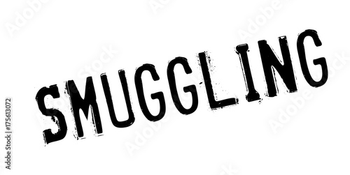 Smuggling rubber stamp. Grunge design with dust scratches. Effects can be easily removed for a clean, crisp look. Color is easily changed.