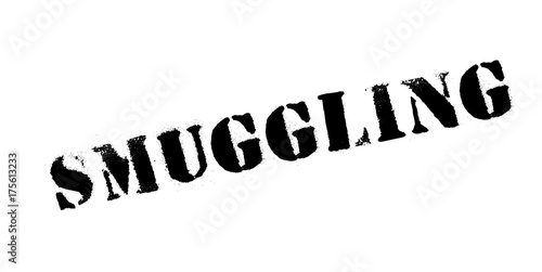 Smuggling rubber stamp. Grunge design with dust scratches. Effects can be easily removed for a clean, crisp look. Color is easily changed.
