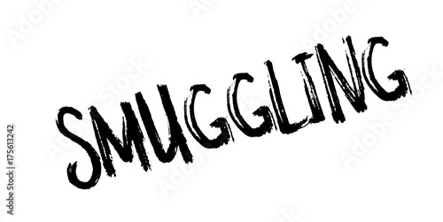 Smuggling rubber stamp. Grunge design with dust scratches. Effects can be easily removed for a clean, crisp look. Color is easily changed.