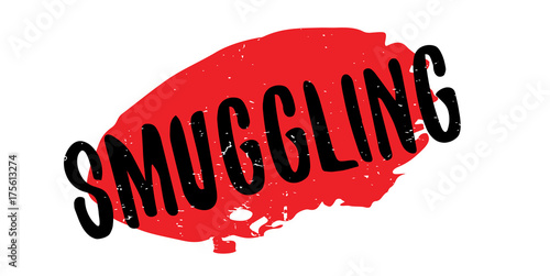 Smuggling rubber stamp. Grunge design with dust scratches. Effects can be easily removed for a clean, crisp look. Color is easily changed.