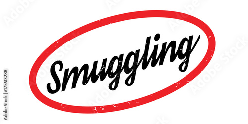 Smuggling rubber stamp. Grunge design with dust scratches. Effects can be easily removed for a clean, crisp look. Color is easily changed.