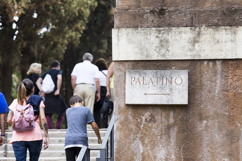 Canvas Print entrance sign to Palatine Hill, Rome, Italy, Europe