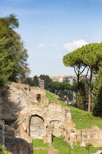 Tableau sur toile ancient ruins of the Domus Severiana on Palatine Hill, Rome, Italy, Europe