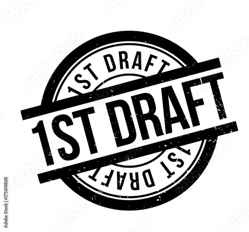 1St Draft rubber stamp. Grunge design with dust scratches. Effects can be easily removed for a clean, crisp look. Color is easily changed.