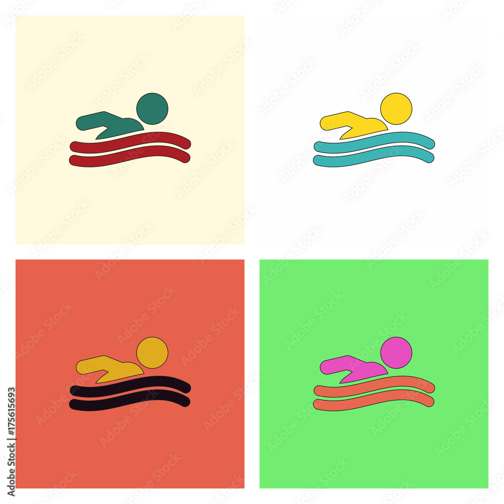 Swimming icon sign set