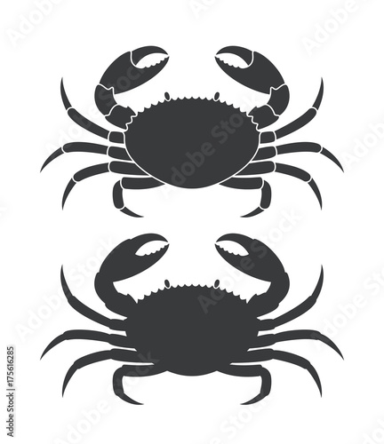 Crab silhouette. Isolated crab on white background