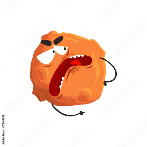 Cute humanized Pluto planet character, sphere with funny face cartoon vector Illustration