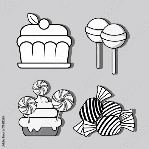 set sweet confetionery with delicious texture