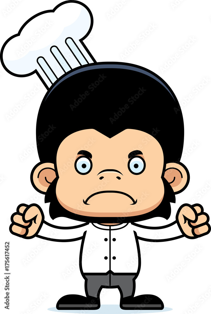 Cartoon Angry Chef Chimpanzee