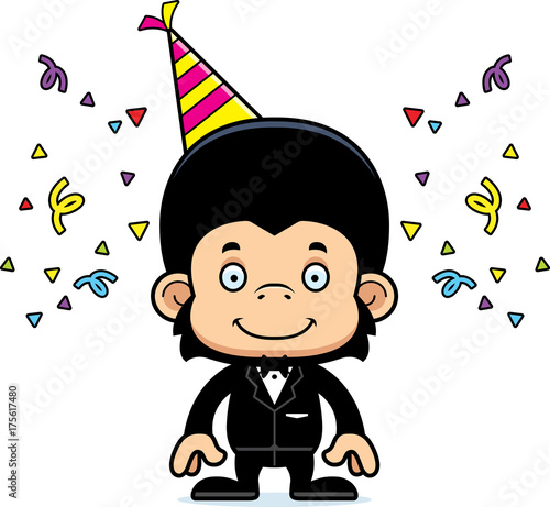 Cartoon Smiling Party Chimpanzee