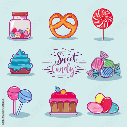 set sweet confetionery with delicious texture