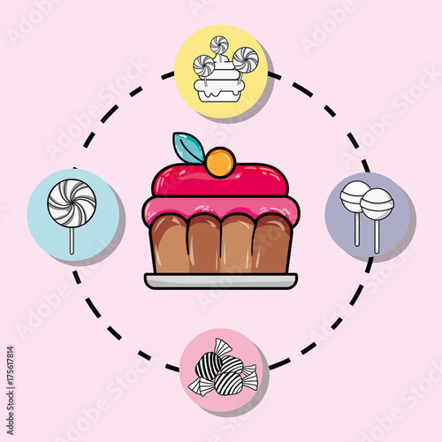 set sweet confetionery with delicious texture