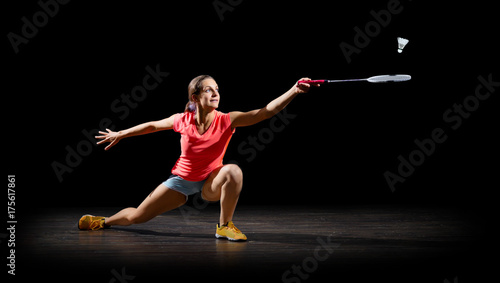 Woman badminton player (half isolated ver)