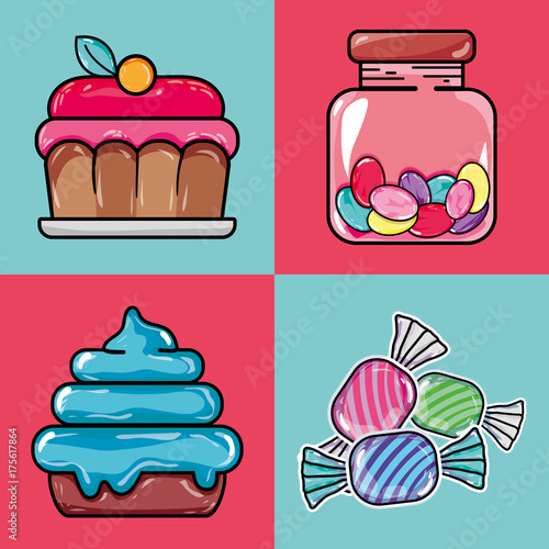 set sweet confetionery with delicious texture