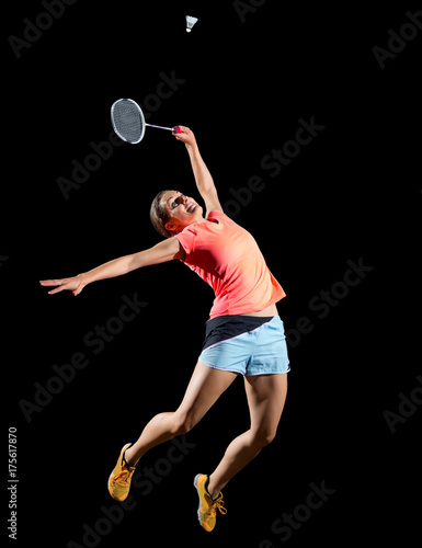 Woman badminton player (with shuttlecock ver)