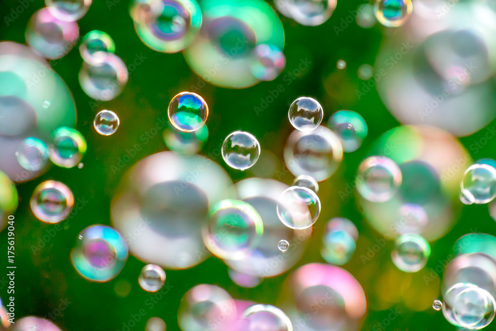 Bright abstract background of soap bubbles blur