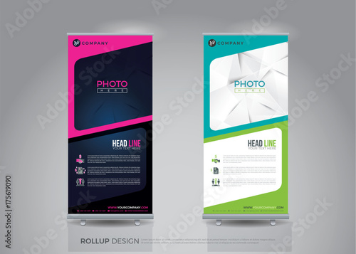 Business roll up for technology concept layout for business banner template. Presentation and Brochure stand template. Vector illustration