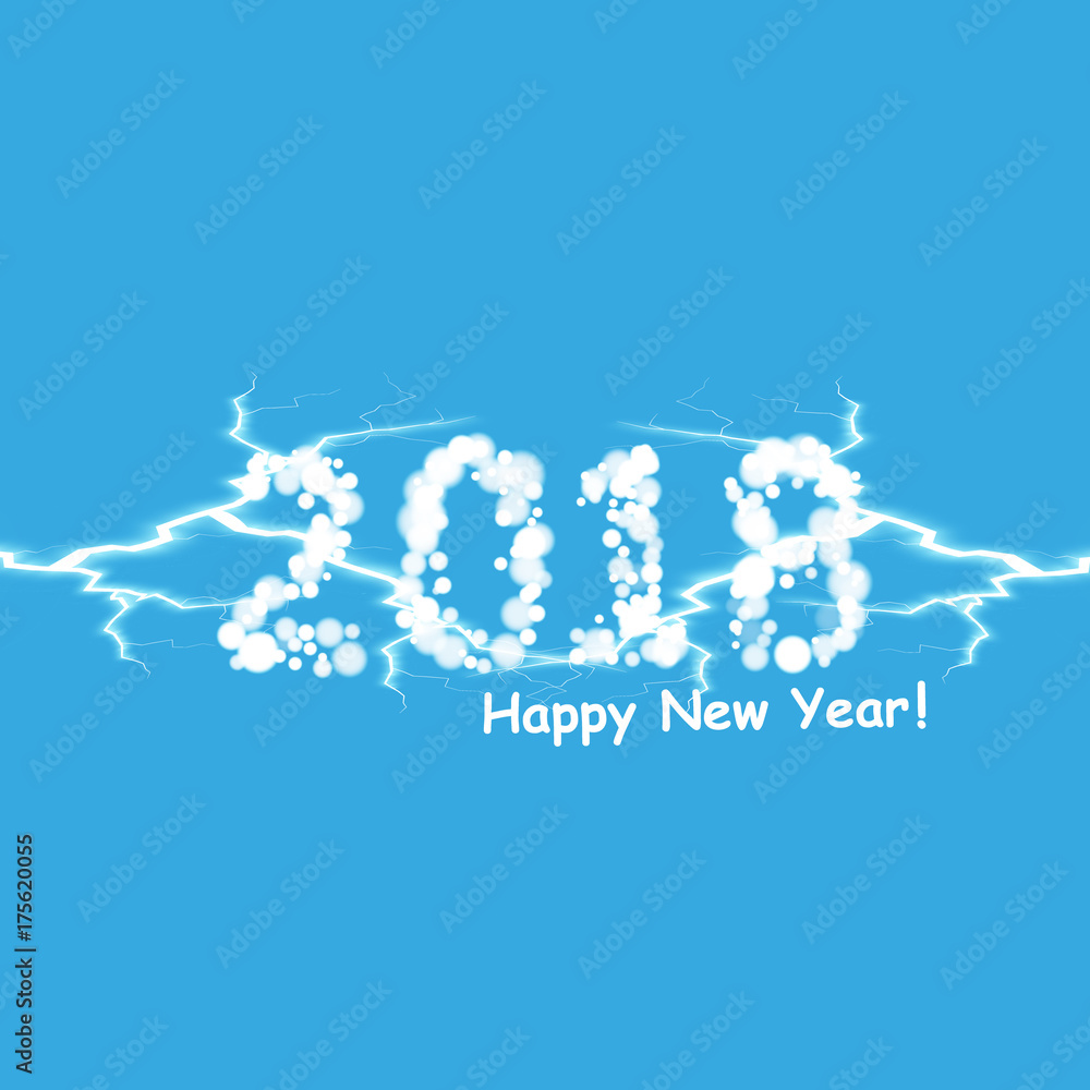 creative happy new year 2018 design with lightning. creative happy new year 2018 design with lightning.