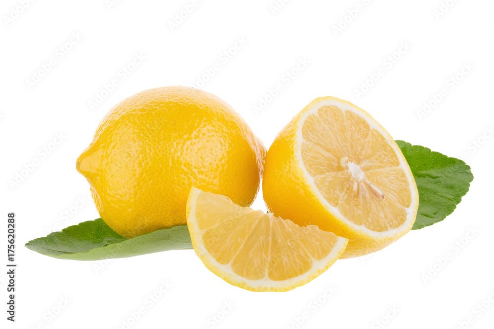 yellow lemon isolated on over white background
