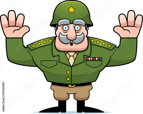 Cartoon Military General Surrender