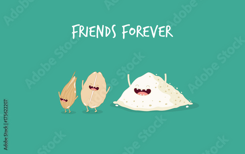 Oats and lentil flour. Vector illustration