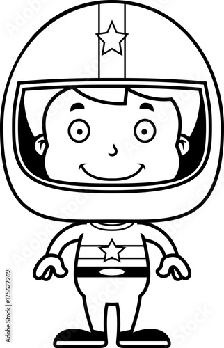 Cartoon Smiling Race Car Driver Boy
