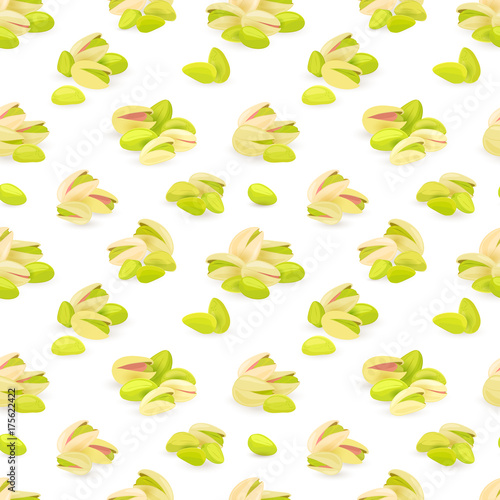 seamless texture with groups of pistachios on white background f
