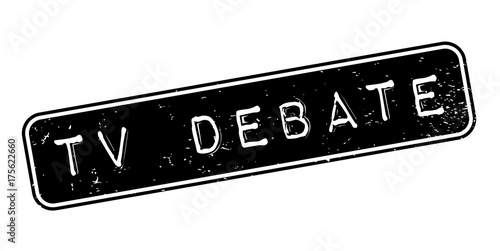 TV Debate rubber stamp. Grunge design with dust scratches. Effects can be easily removed for a clean, crisp look. Color is easily changed.