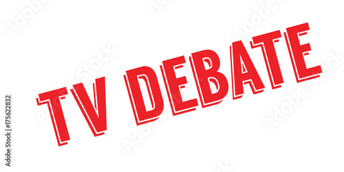 TV Debate rubber stamp. Grunge design with dust scratches. Effects can be easily removed for a clean, crisp look. Color is easily changed.