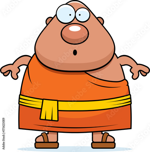 Surprised Cartoon Buddhist Monk