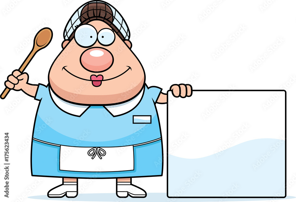 Cartoon Lunch Lady Sign Stock Vector | Adobe Stock