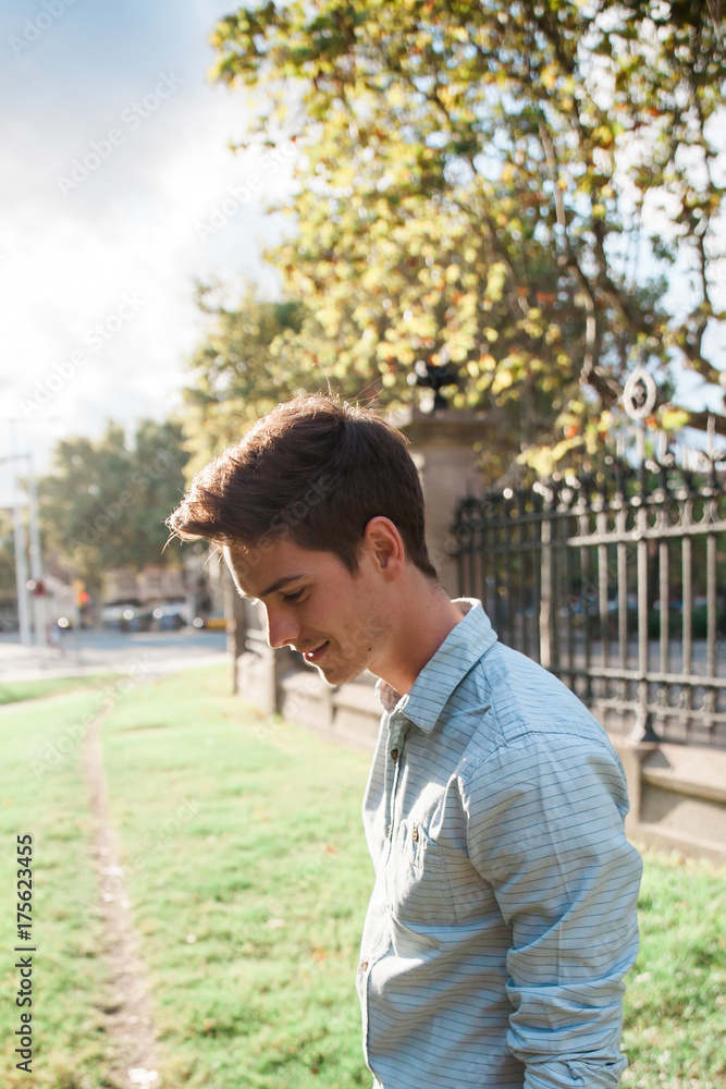 Portrait of a young man alone Portrait of a young man alone