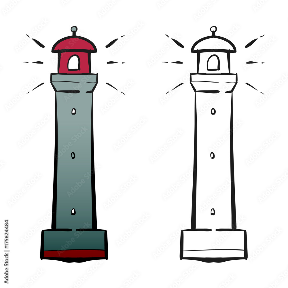 Lighthouse in vintage retro style. Design elements for old school tattoo,  background hipster cover, poster. Cartoon vector illustration. Stock Vector  | Adobe Stock