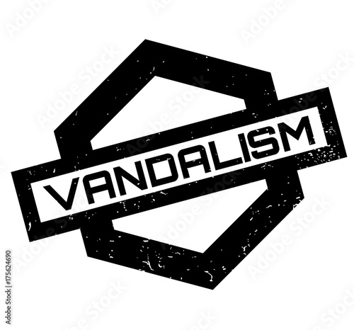 Vandalism rubber stamp. Grunge design with dust scratches. Effects can be easily removed for a clean, crisp look. Color is easily changed.