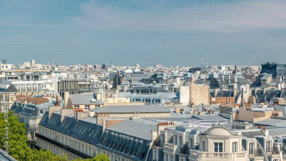 Cityscape view on the beautiful buildings timelapse from gallery lafayette terrace in Paris Cityscape view on the beautiful buildings timelapse from gallery lafayette terrace in Paris