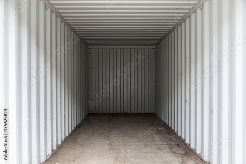 Interior of a white cargo container photo