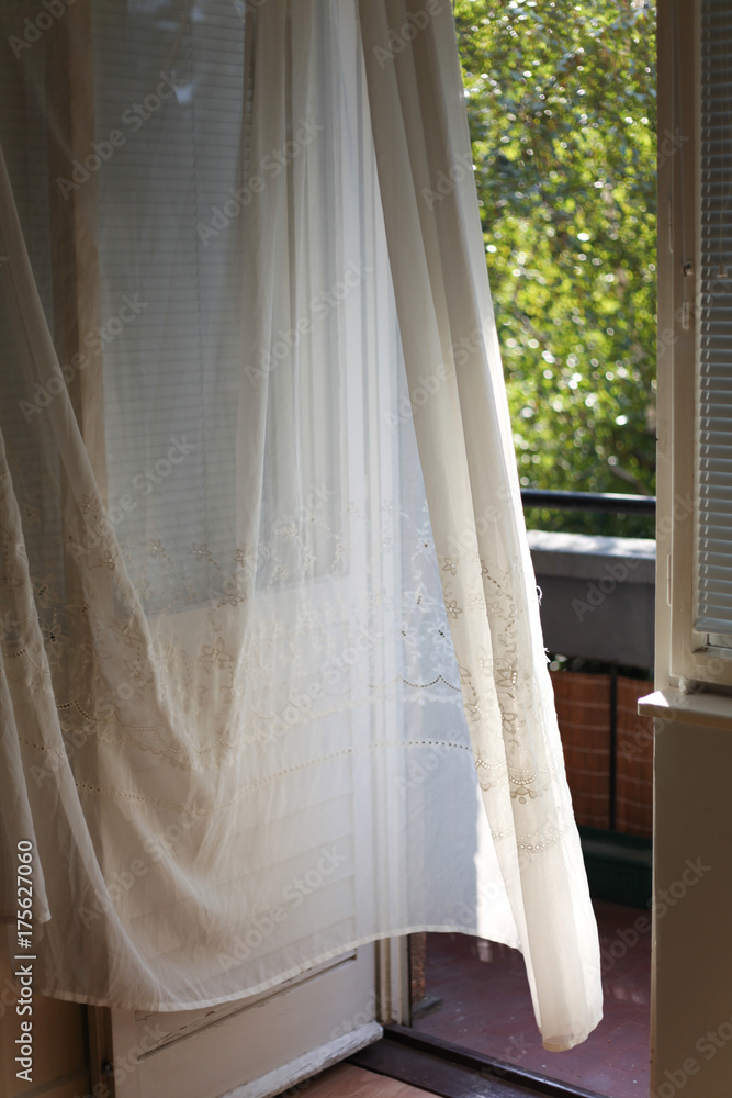 White curtain on the wind White curtain on the wind