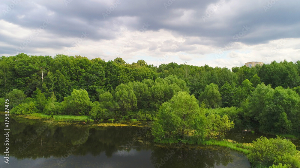 The reservoir in the middle zone of Russia in the summer.