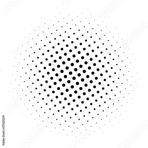Circle gradient halftone dots background. Pop art template, texture.