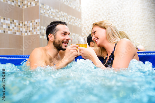 Young couple enjoy and relax in spa center