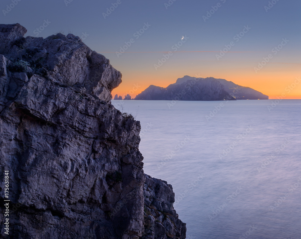 The Cliff watching Capri Island, Amalfi Coast, Bay Of Naples, Naples, Campania, Italy.