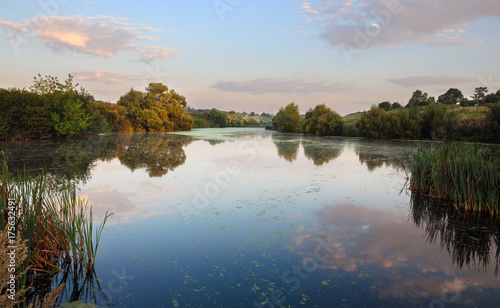 Fototapeta Naklejka Na Ścianę i Meble -  Summer landscape.Twilight.River Krasivaya Mecha in Tula region,Russia. 
