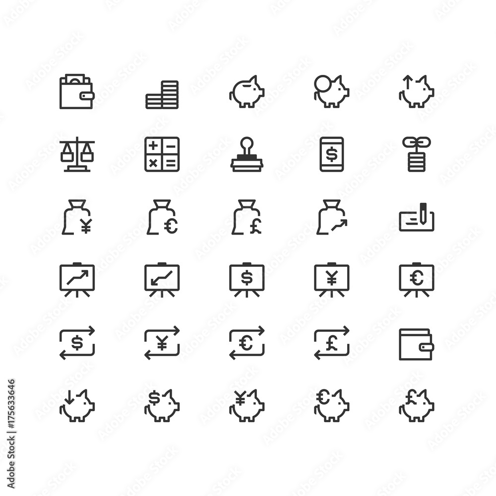 Minimal Icon Set Of Bank And Finance Vector Line Icons Collection Good Choice To Use For Minimal Icon Set Of Bank And Finance Vector Line Icons Collection Good Choice To Use For